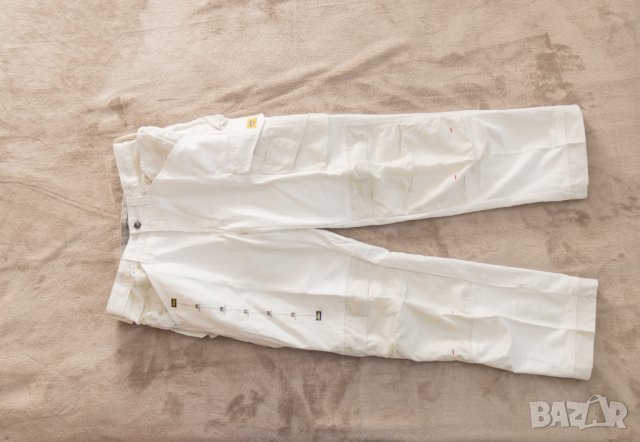 Бял работен панталон Snickers размер 48, снимка 2 - Панталони - 39239406