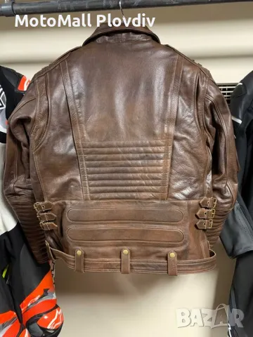 Кожено чопърско яке Motomall мото чопър естествена кожа яке мотор, снимка 9 - Аксесоари и консумативи - 49194815