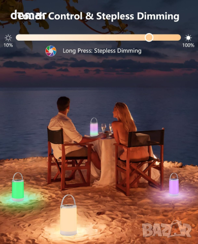 Нощна лампа Hensam, LED сензорна с 4 режима, топло бяло и RGB, акумулаторна, снимка 4 - Лед осветление - 44657757