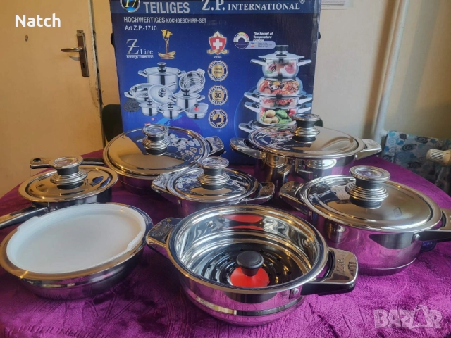 Комплект кухненски съдове за готвене, метало-керамични кухненски ножове и прибори за хранене  , снимка 3 - Прибори за хранене, готвене и сервиране - 52774539