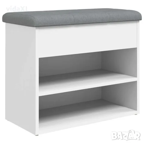 vidaXL Пейка за обувки, бяла, 62x32x50 см, инженерно дърво