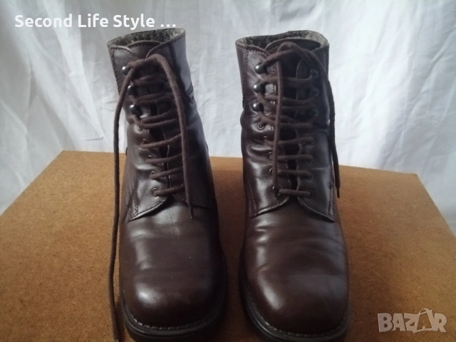 Robin Rose №39 италиански дамски боти естествена кожа в кафяв цвят - със среден ток и квадратен връх, снимка 7 - Дамски боти - 54096858