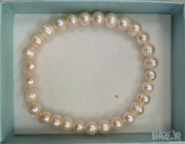 Гривна на ластик - розови перли със сертификат, снимка 6 - Гривни - 34601867