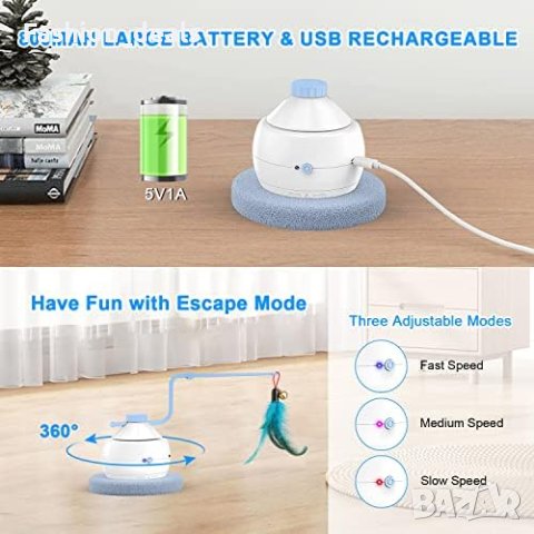 Нова 3 в 1 Интерактивна играчка за котки Електронна с перо игра домашен любимец, снимка 7 - За котки - 42108145