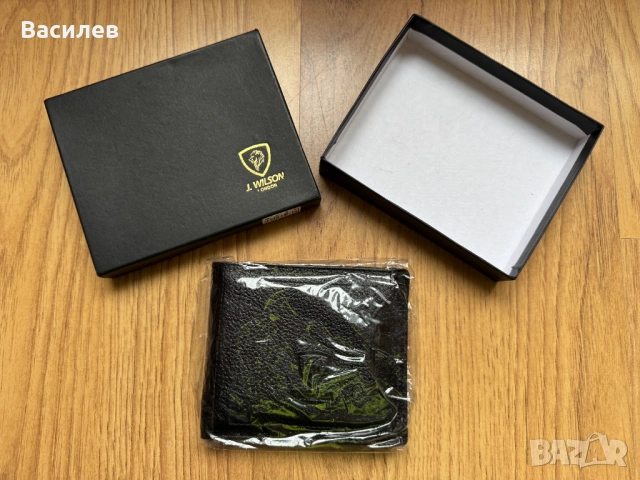 J. Wilson мъжки портфейл портмоне естествена кожа плюс подарък кейс за документи и карти внос Англия, снимка 2 - Портфейли, портмонета - 47245277