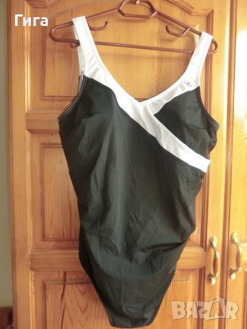 Цял черен бански с бели презрамки, снимка 2 - Бански костюми - 37267823