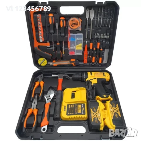 Акумулаторен Винтоверт KRAFT Royal 36V + 111 части / бормашина с инструменти в куфар, снимка 3 - Винтоверти - 50838508