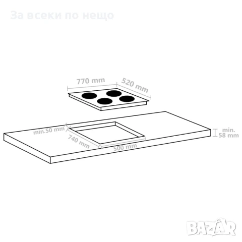 Индукционен Плот С 4 Котлона Сензорен Контрол Стъкло 77см 7000W Код P789, снимка 2 - Печки, фурни - 50743911