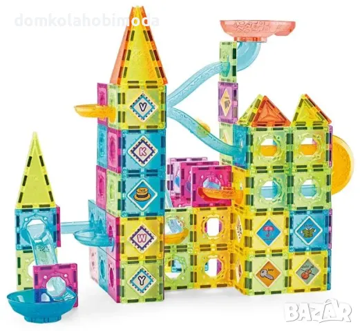 Магнитен конструктор писта за топчета, 139 части, снимка 2 - Конструктори - 47640136