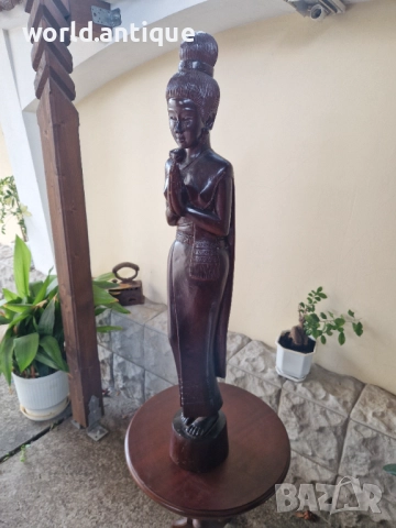 Страхотна огромна антикварна дървена фигура статуетка скулптура , снимка 6 - Статуетки - 52019655