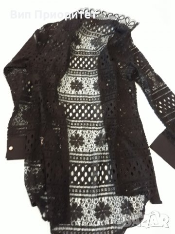 Риза- туника с перлени копчета, черна дантела, много ефектна стилна, снимка 10 - Туники - 37409061