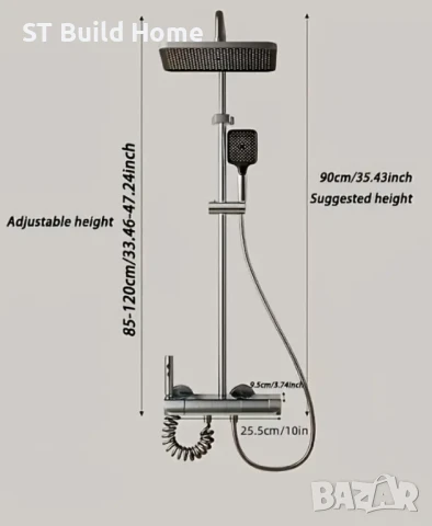  Луксозен Висящ Душ Панел с LED Осветление , снимка 7 - Душове - 50907339