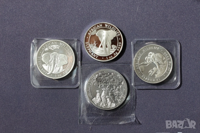 Лот Сомалия слон, Somalia Elephant - 3 oz инвестиционно сребро