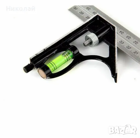 Метален прав ъгъл с нивелир 30 см разчертаване на детайли настройване на машини циркуляр оберфреза, снимка 3 - Измервателни инструменти - 48630405