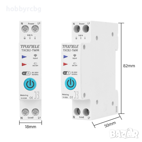Многофункционален смарт WIFI електромер, прекъсвач и таймер, TXCB2-TWM, снимка 3 - Друга електроника - 44632166