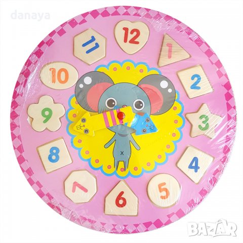 2961 Детски дървен часовник пъзел играчка, снимка 8 - Игри и пъзели - 37629120