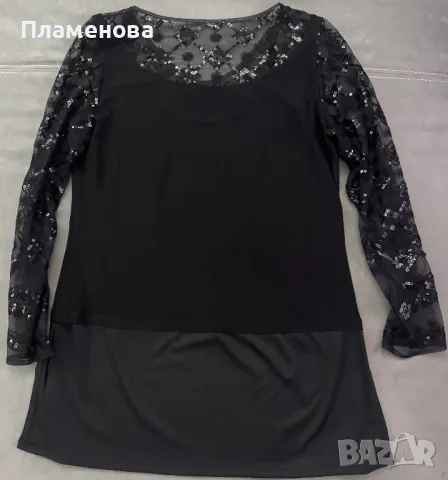 Дамска блуза с дълъг ръкав и паети - XL, снимка 2 - Блузи с дълъг ръкав и пуловери - 48908495