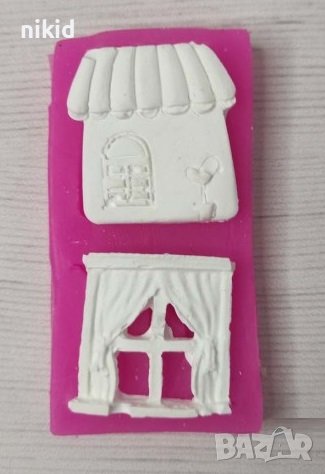 Къща с навес и прозорец силиконов молд форма фондан гипс декор , снимка 2 - Форми - 42730593