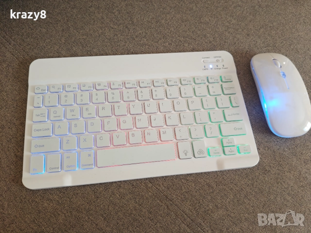 Безжични с RGB подсветка Bluetooth Мишка и клавиатура за TV box / Android box компютър / лаптоп, снимка 3 - Клавиатури и мишки - 52522529
