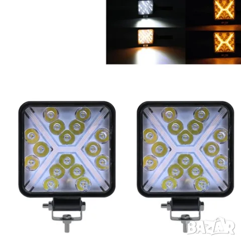Квадратен LED прожектор с вграден мигач 11 x 11 cm