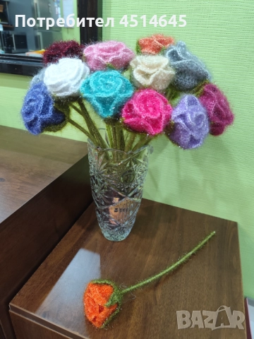 Рози плетени бляскав ефект , снимка 3 - Декорация за дома - 52593358