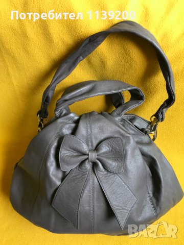 Frederic T Paris дамска обемна сива чанта естествена кожа оригинал