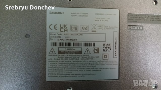Samsung UE32T4002AK със счупен екран-715GA898-C01-000-004K/Led LB3212A V0_02 Панел TPT320WH-WHBF56.K, снимка 2 - Части и Платки - 35346380