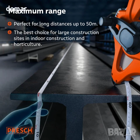 Ролетка от фибростъкло Presch 50 м - Бързо връщане благодарение на скоростна кутия 3:1, снимка 3 - Други стоки за дома - 50474194