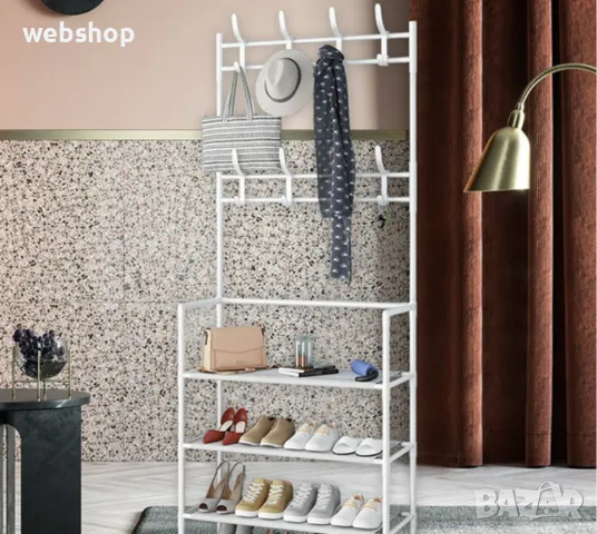 Закачалка за коридор с рафт за обувки, снимка 8 - Етажерки - 48600654