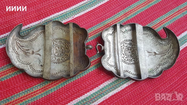 Сребърни пафти с позлата чапраз, снимка 2 - Антикварни и старинни предмети - 53140600