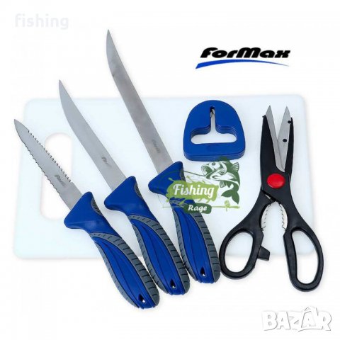 Комплект за чистене на Риба и Филитиране - Ножове,Ножица,Дъска  и Точило