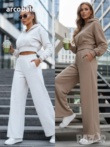Дамски комплект от две части широки панталони и суичър MINALIA, 2цвята 