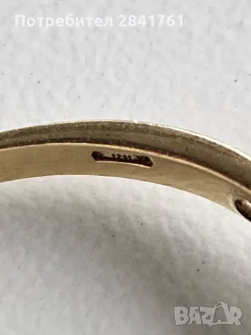 Златен пръстен 18К проба 750 със зелен и бели камъни, снимка 12 - Пръстени - 48989044