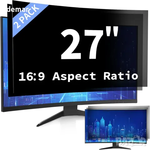 DEJIMAX 27-инчов компютърен екранен филтър за поверителност за 16:9 широкоекранен монитор, 2 броя