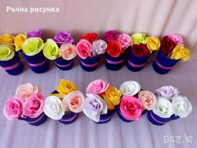 Вазичка с букетче три рози за 2лв, снимка 2 - Декорация за дома - 31598543