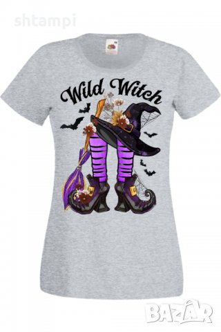 Дамска тениска Wild Witch,Halloween,Хелоуин,Празник,Забавление,Изненада,Обичаи,, снимка 4 - Тениски - 38154617