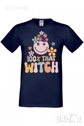 Мъжка тениска 100 percent that witch,Halloween,Хелоуин,Празник,Забавление,Изненада,Обичаи,, снимка 6 - Тениски - 38132517