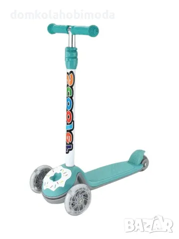 Тротинетка, Метална, 3 колела с LED светлина, Регулируемо кормило, 57x28x85 см