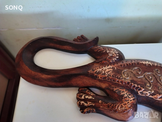 Страхотен Дървен Гущер, снимка 4 - Антикварни и старинни предмети - 52121575