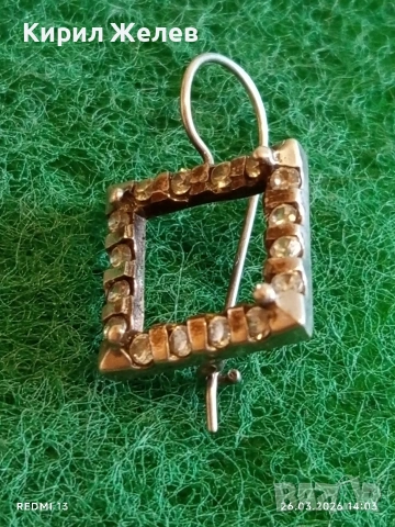 Винтидж сребърна обеца с инкрустирани кристали стил и елегантност 29434, снимка 3 - Обеци - 53984300