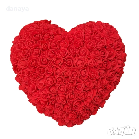 6383 Сърце от рози в подаръчна кутия, 27 см, снимка 7 - Декорация за дома - 53280771