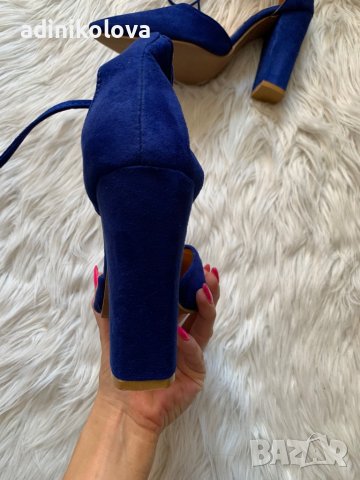 Нови турско сини обувки на ток, снимка 5 - Дамски обувки на ток - 38501823