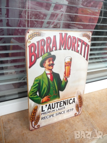 Метална табела бира Birra Moretti Бира Морети Premium Lager L'Autenica Италиянска качествена хубава , снимка 2 - Рекламни табели - 52727027
