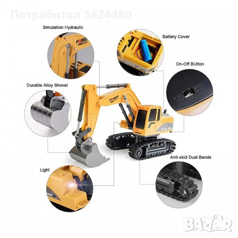 БАГЕР С ДИСТАНЦИОННО УПРАВЛЕНИЕ, ЗВУК И СВЕТЛИНИ, снимка 2 - Коли, камиони, мотори, писти - 39994322