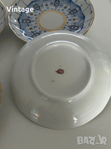 Съветски чинии ЛФЗ 4 броя с позлата , снимка 4 - Антикварни и старинни предмети - 53983804