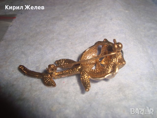 НЕЖНА ПОЗЛАТЕНА КРИСТАЛНА АРТ БРОШКА - РОЗА 11897, снимка 4 - Други - 37692378