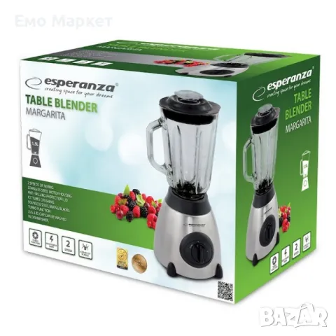 Блендер Esperanza, 500W, 1.5л., Стъклена кана, Инокс черен, снимка 8 - Блендери - 50032004