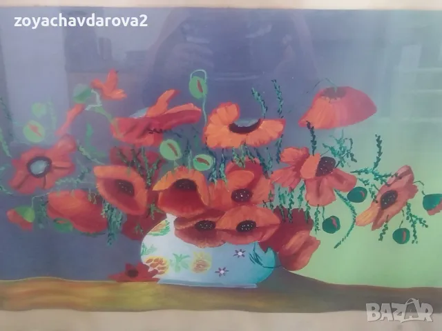 ГОЛЯМА СТАРА КАРТИНА МАКОВЕ, снимка 4 - Антикварни и старинни предмети - 49965405