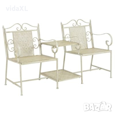 vidaXL Двуместна градинска пейка, 161 см, стомана, бяла(SKU:43147, снимка 1 - Градински мебели, декорация  - 44933869