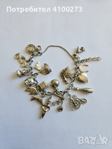 СРЕБЪРНА ГРИВНА С ТАЛИСМАНИ - .835 сребро - 2 броя